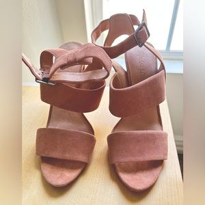 Madewell Sandal Women’s 8.5 Octavia Suede Pink Ankle Strap Heels with Buckle